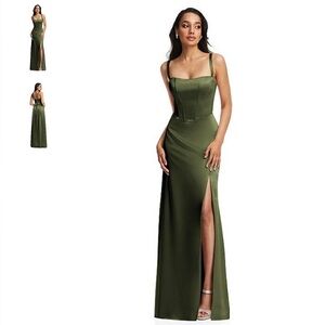 After Six Style 6874 Women's Olive Green Bridesmaid Wedding Formal Dress Size 10